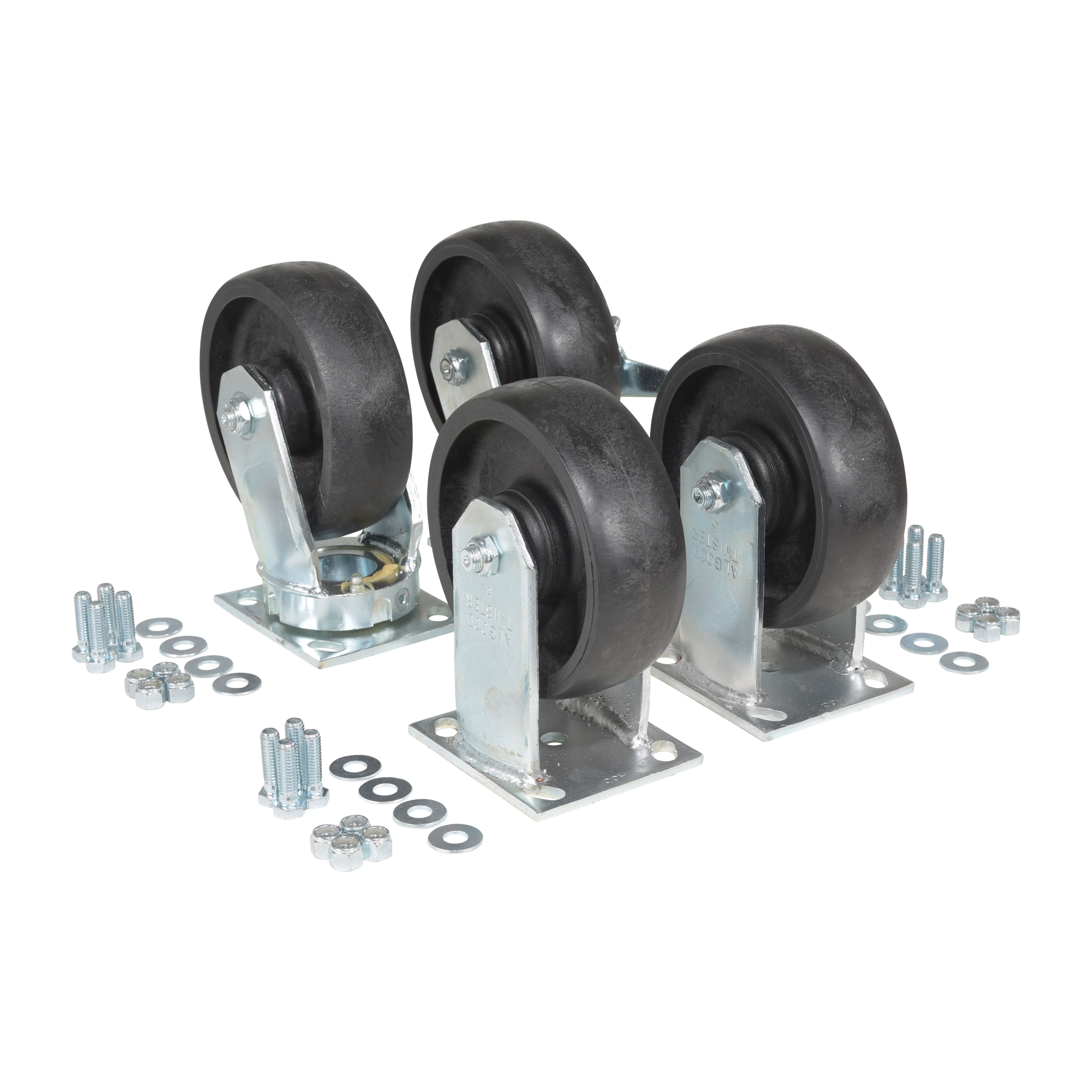 Vestil Glass-Filled Nylon Caster Kit - 6in. x 2in., 8000-Lb. Capacity, Non-Marking, Black, Model# D-CK4-C23C